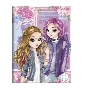 CADERNO 40FLS QUADRICULADO CAPA DURA BROCHURA AMIGAS FORONI