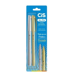 CANETA ESFEROGRÁFICA 1.0 PRATA/DOURADA ALFA CIS