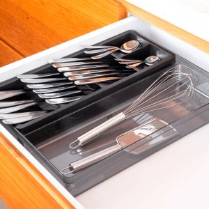 ORGANIZADOR DE TALHERES PLÁSTICO CLEAR PRETO OU