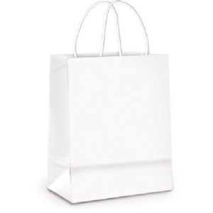 SACOLA DE PAPEL BRANCA 14 X 9 X 21,5 CM REF.156 ZAGAROLLO