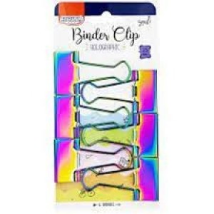 BINDER CLIPS HOLOGRAFIC COM 6 UNIDADES BRW