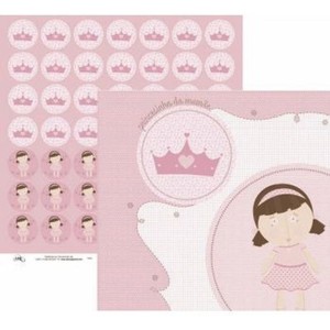 FOLHA SCRAPBOOK BÁSICA  BONECA E COROA REF.6407 OK º