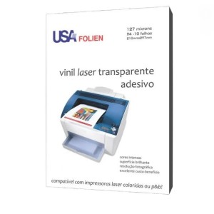 VINIL LASER TRANSPARENTE ADESIVO COM 10 FOLHAS USAFOLIEN