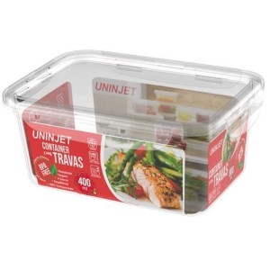 POTE PLÁSTICO 400ML COM TRAVA 13x9x5CM 1256 UNINJET