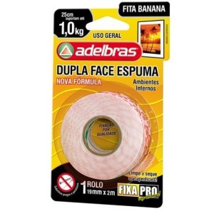 FITA DUPLA FACE ESPUMA 19MM x 2M ADELBRAS