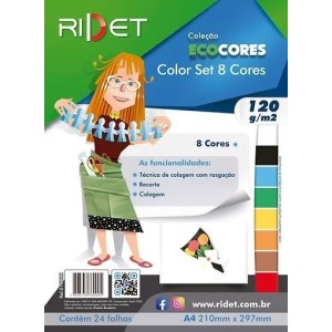 BLOCO ECOCORES A4 120G 24FLS 8 CORES NOVAPRINT