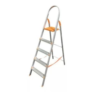 ESCADA DE ALUMÍNIO DOMÉSTICA 5 DEGRAUS PATAMAR 113CM EDS005 ÁGATA