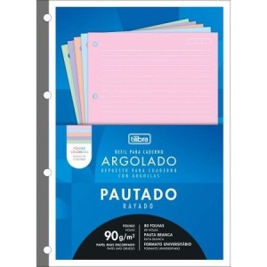 BLOCO PARA FICHÁRIO UNIVERSITÁRIO 80FLS FOLHAS COLORIDAS 90G TILIBRA