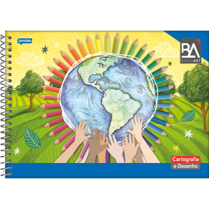 CADERNO 48FLS CATOGRAFIA E DESENHO CAPA DURA ESPIRAL JANDAIA