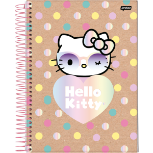 CADERNETA 1/8 80FLS CAPA DURA ESPIRAL HELLO KITTY KRAFT JANDAIA